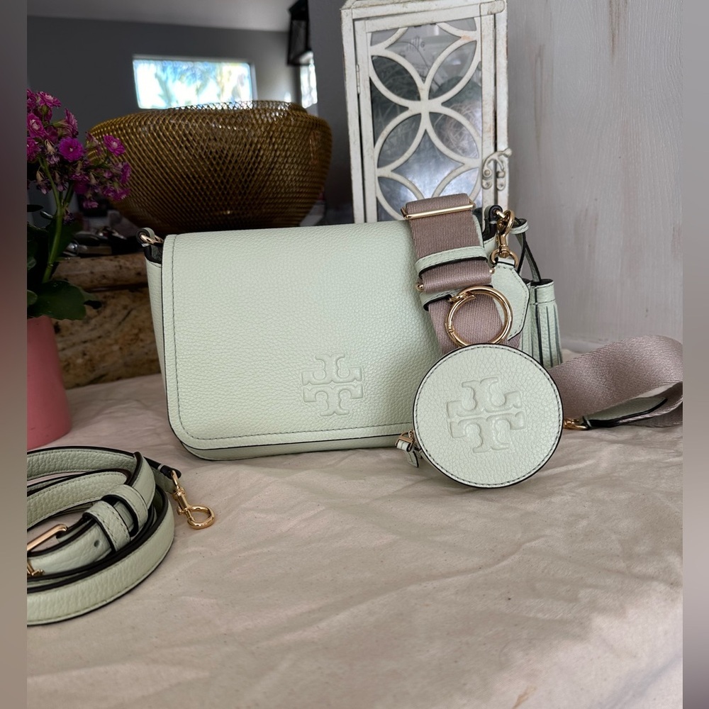 Bundle😍 New Tory Burch Thea web flap crossbody with matching pouch